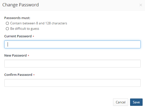 Change Password modal