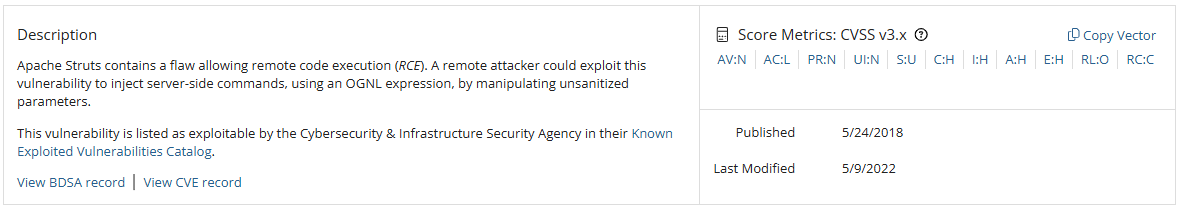 Vulnerability details panel